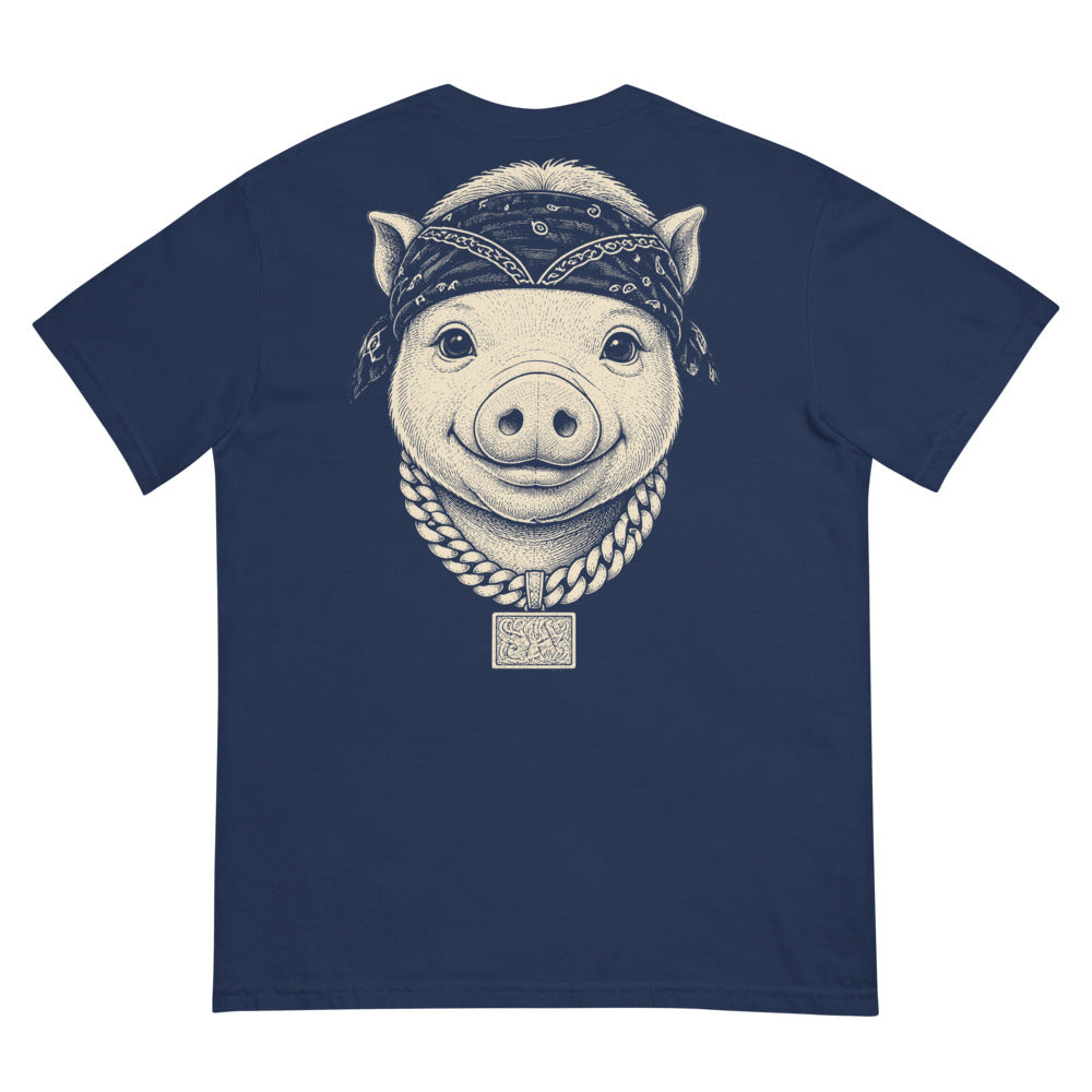 Little Cannon Boy Head Tee — Faded Navy in True Navy — Printful digital back mockup showing final approved large back artwork.