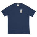 Little Cannon Boy Head Tee — Faded Navy in True Navy — Printful digital front mockup showing small approved artwork on the wearer's left chest.